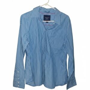 Blue Striped Button-Up Shirt